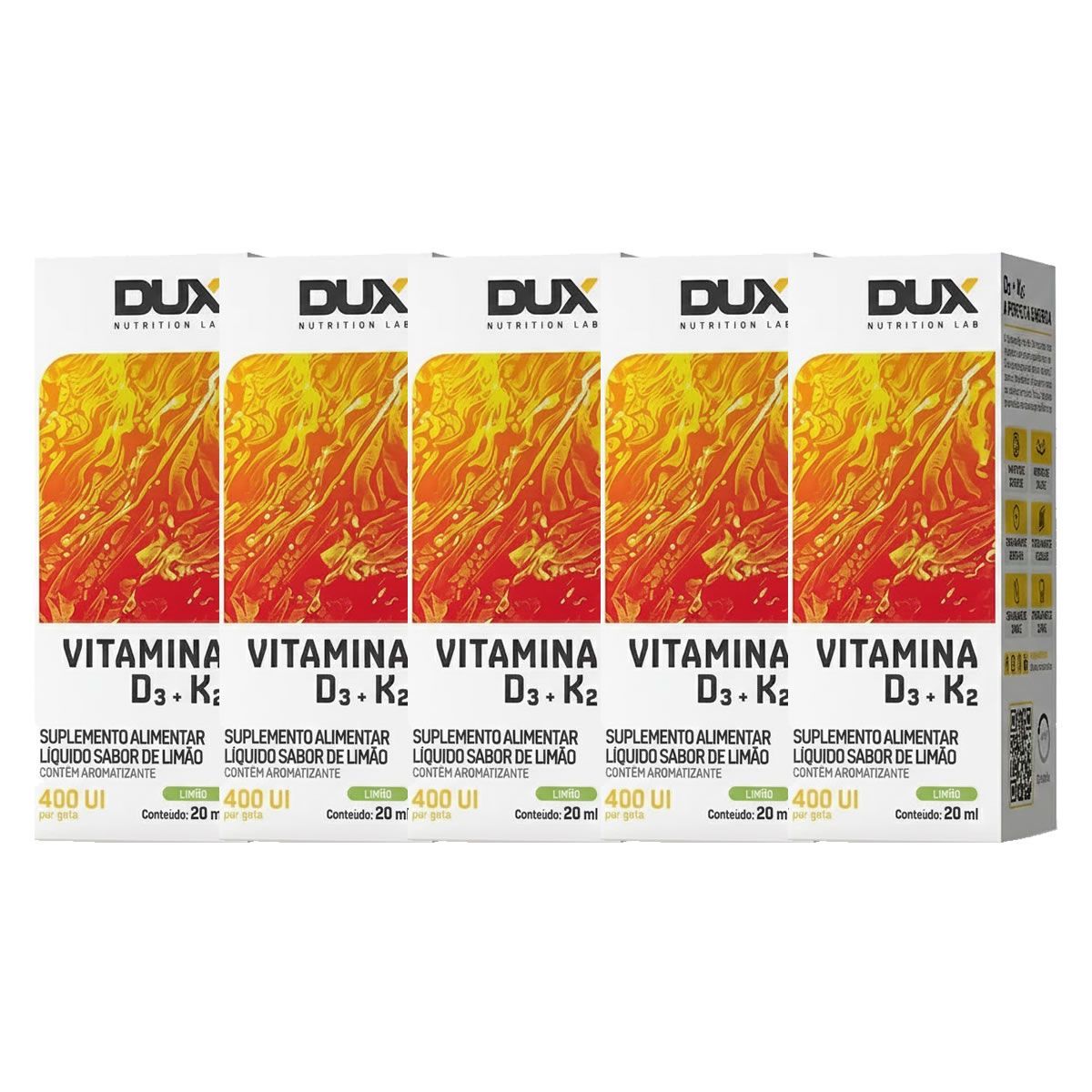 Kit 5X Vitamina D3 K2 - 20ml Lim�o - Dux
