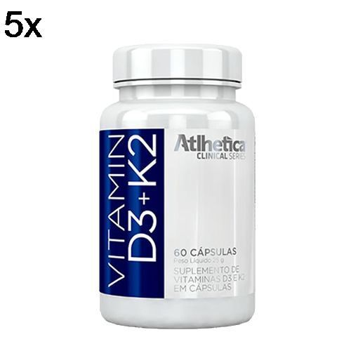 Kit 5X Vitamina D3+K2 - 60 C�psulas - Atlhetica Nutrition