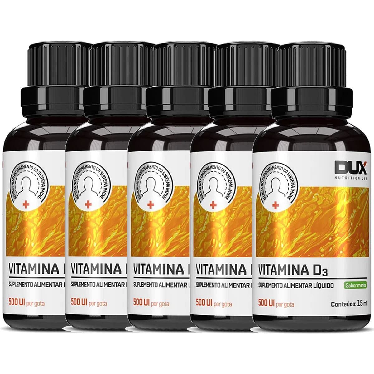 Kit 5X Vitamina D3 L�quida - 15ml Sabor Menta - Dux Nutrition