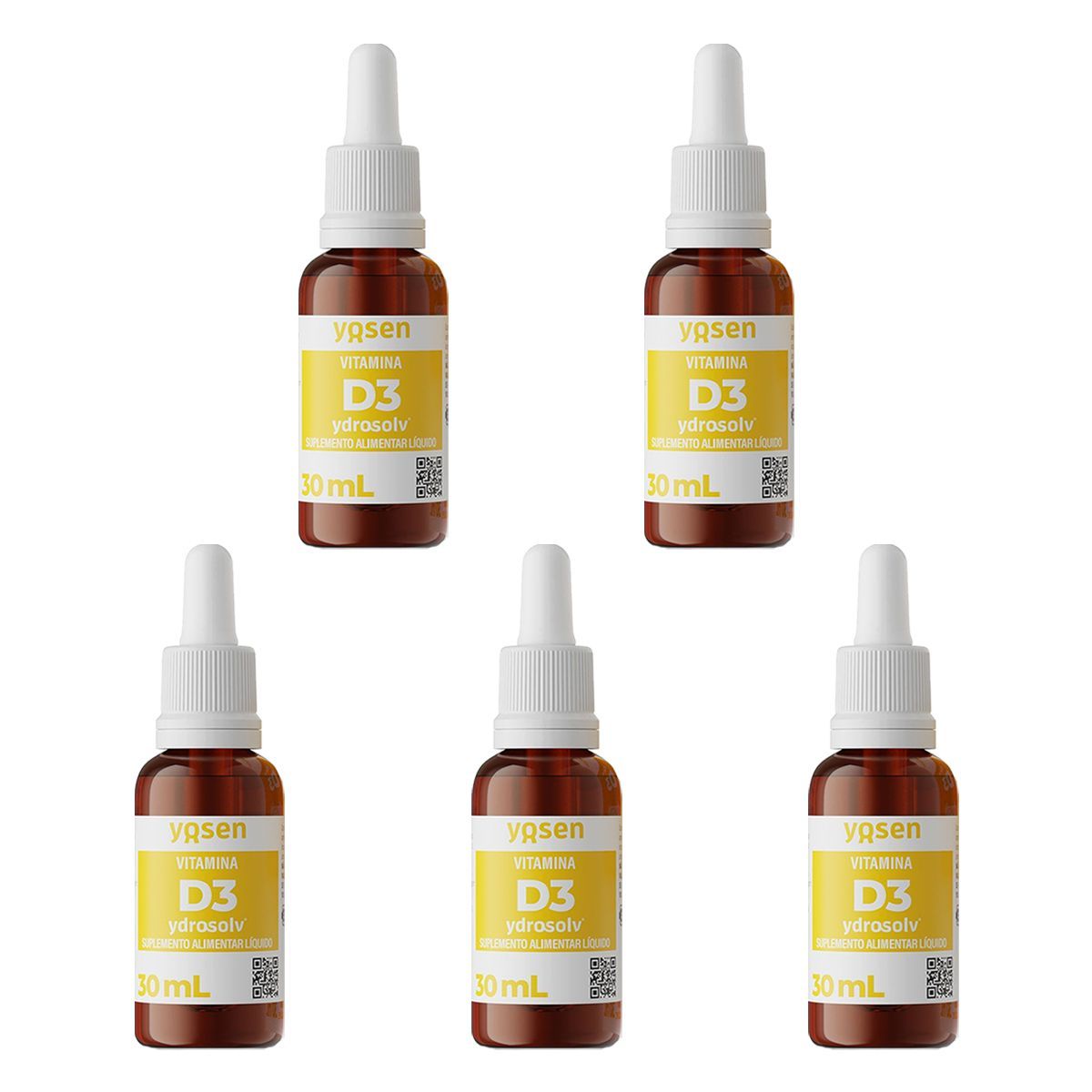 Kit 5X Vitamina D3 Ydrosolv - 30ml Gotas Sem Sabor - Yosen