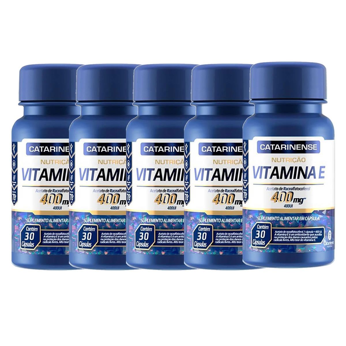 Kit 5X Vitamina E 400mg - 30 C�psulas - Catarinense Nutri��o