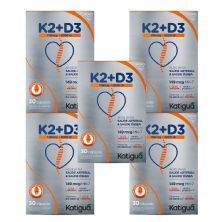 Kit 5X Vitamina K2  +Vitamina D3 -  30 C�spulas Gelatinosas - KATIGU�