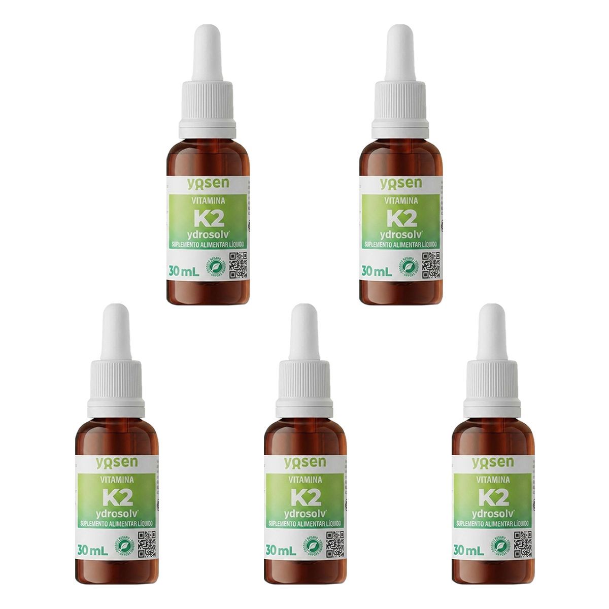 Kit 5X Vitamina K2 Ydrosolv - 30ml Gotas Sem Sabor - Yosen