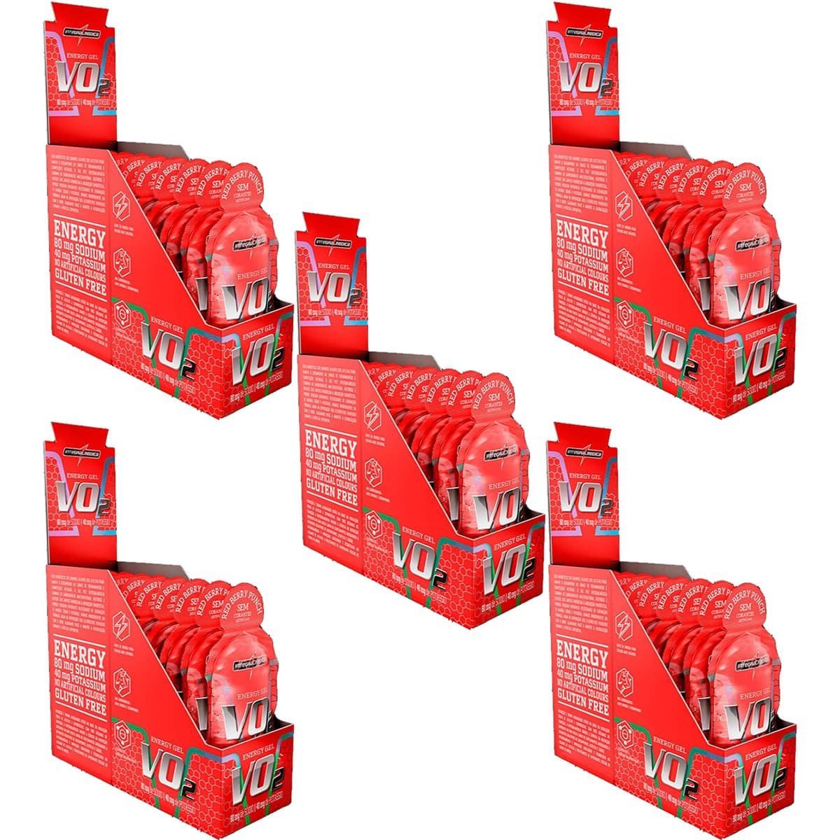 Kit 5X Vo2 Energy Gel - 10 Sach�s 30g Frutas Vermelhas - IntegralM�dica
