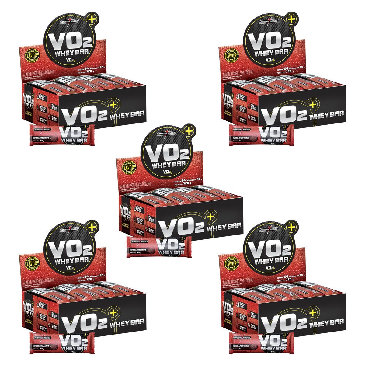 Kit 5X VO2 PROTEIN BAR - 24 Unidades 30g Chocolate - IntegralM�dica
