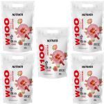 Kit 5X W100 Whey Concentrado - 900g Refil Strawberry MilkShake - Nutrata