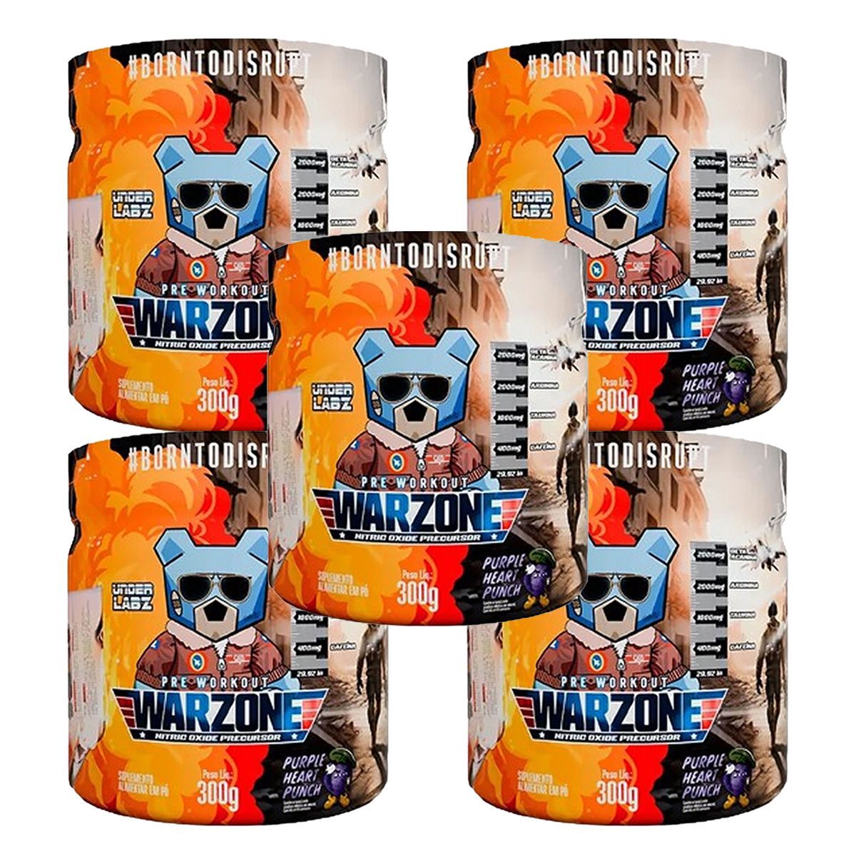 Kit 5X Warzone Pr�-Treino - 300g Purple Heart Punch - Under Labz