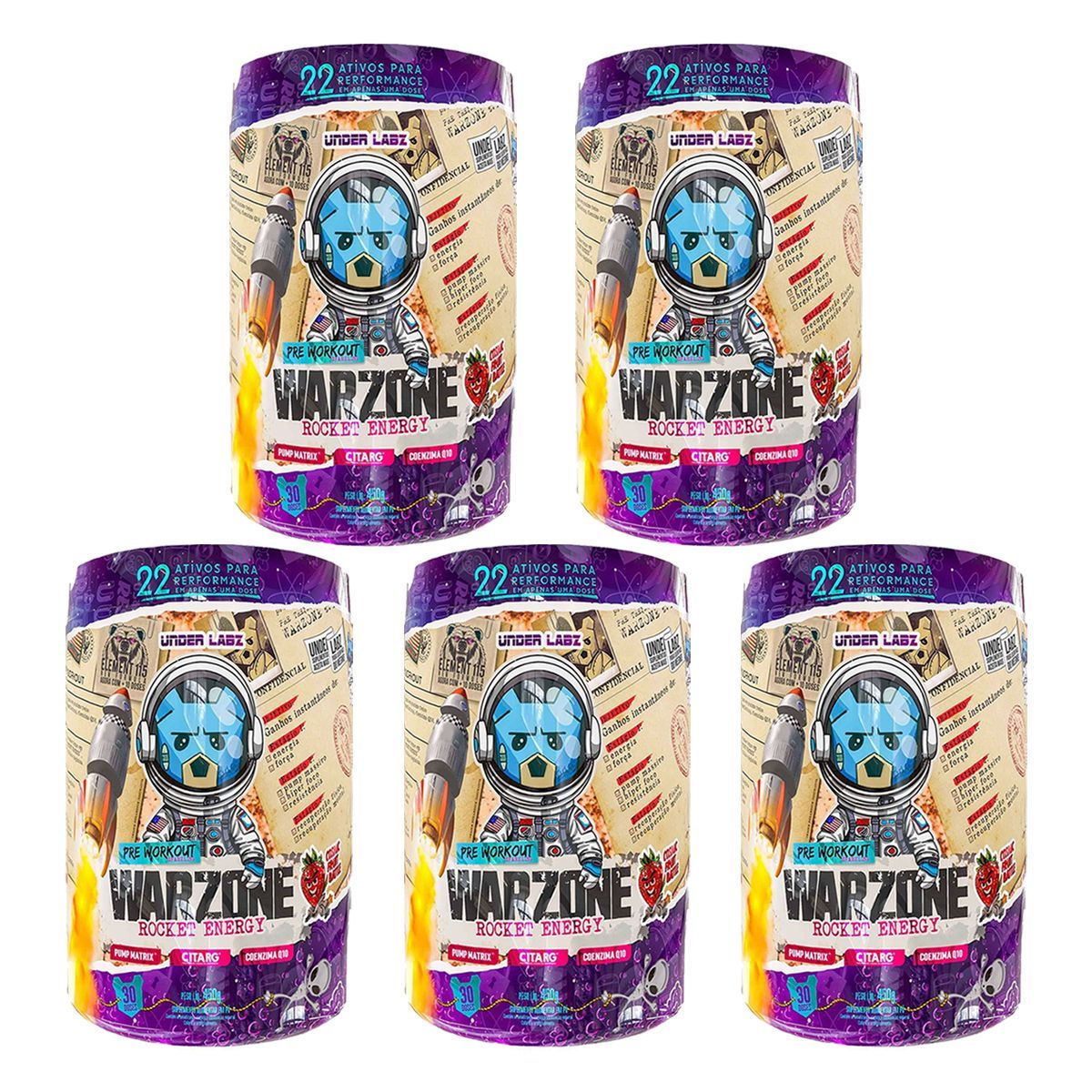 Kit 5X Warzone Rocket Energy - 450g Cosmic Fruit Battle - Under Labz