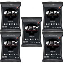 Kit 5X Whey 100% Concentrate - 900g Refil Baunilha  - Black Skull
