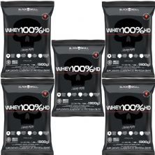 Kit 5X Whey 100% HD - 900g Refil Chocolate - Black Skull