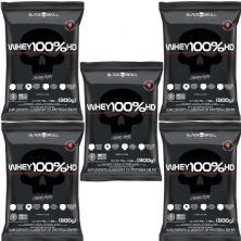 Kit 5X Whey 100% HD - 900g Refil Morango - Black Skull