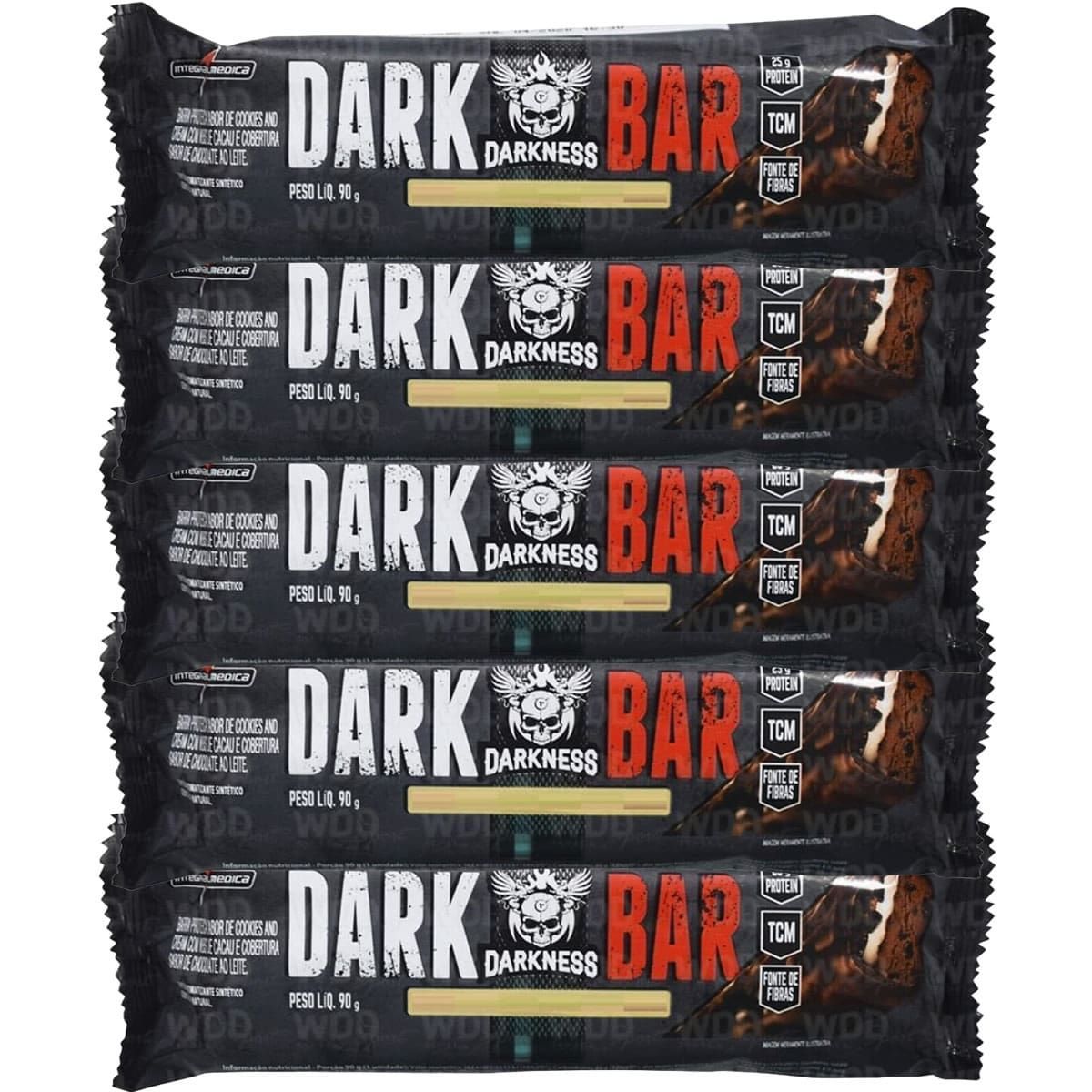 Kit 5X Whey Bar Darkness - 1 Unidade 90g Chocolate e Coco c/ Chocolate Chip - IntegralM�dica
