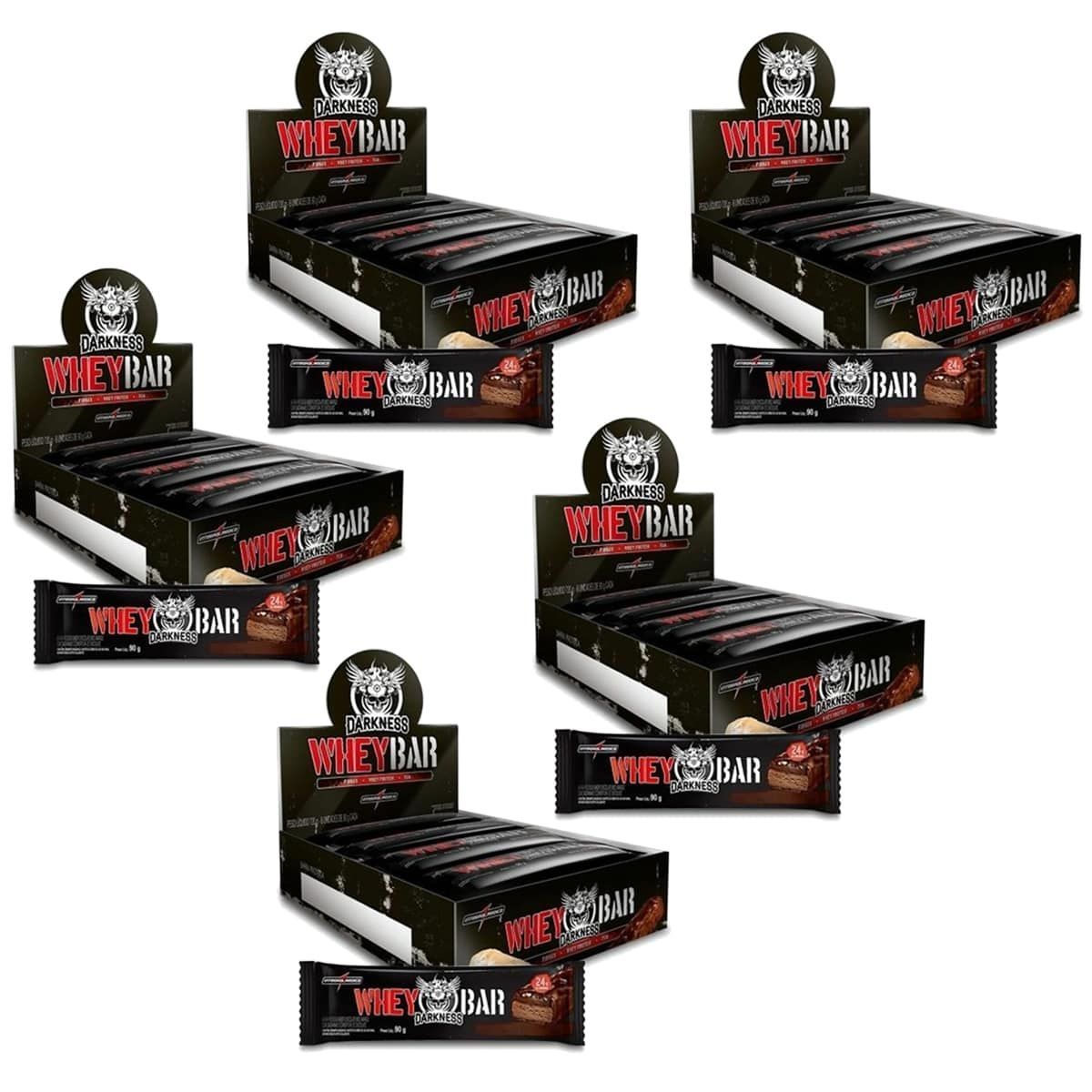 Kit 5X Whey Bar Darkness - 8 Unidades 90g Chocolate e Coco c/ Chocolate Chip - IntegralM�dica