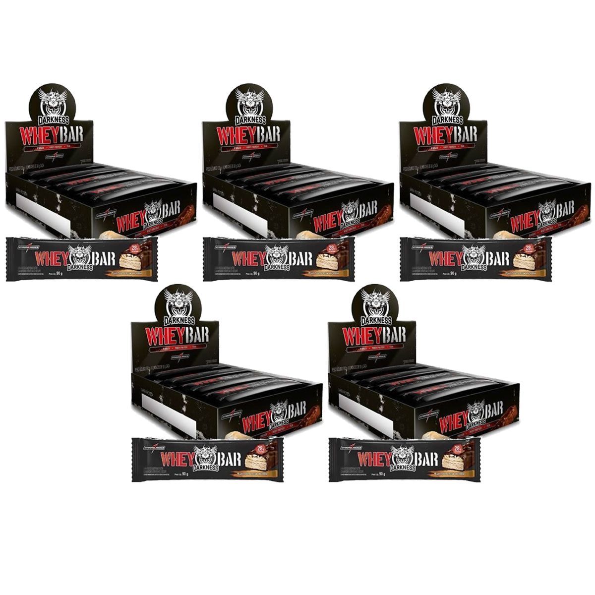 Kit 5X Whey Bar Darkness - 8 Unidades 90g Peanut Butter/Amendoin - IntegralM�dica