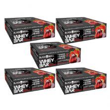 Kit 5X Whey Bar Gourmet - 12 Unidades 45g Morango com Chocolate - Black Skull