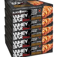Kit 5X Whey Bar Gourmet - 12 Unidades 45g Torta de Chocolate e Creme de Amendoim - Black Skull
