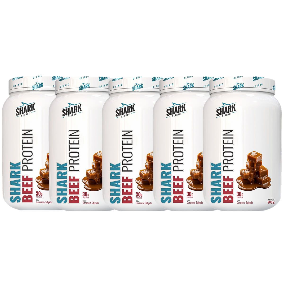 Kit 5X Whey Beef Protein - 900g Caramelo Salgado - Shark Pro