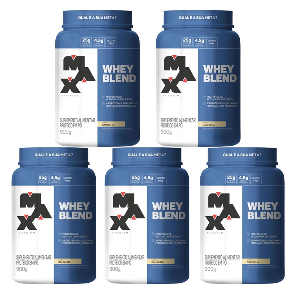 Kit 5X Whey Blend - 900g Baunilha - Max Titanium