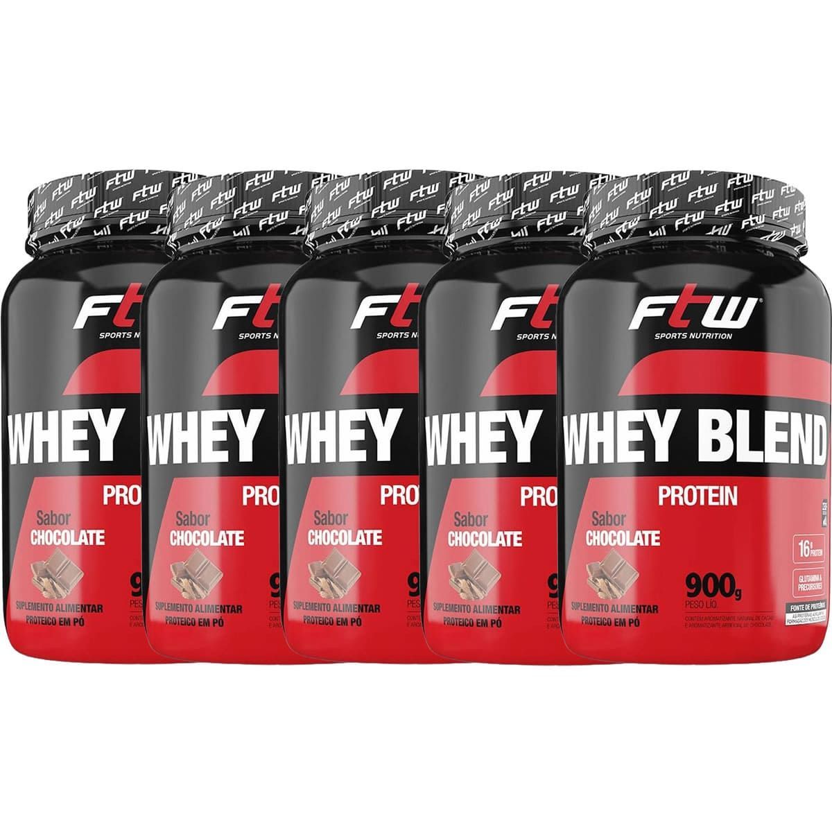 Kit 5X Whey Blend Protein - 900g Chocolate - FTW