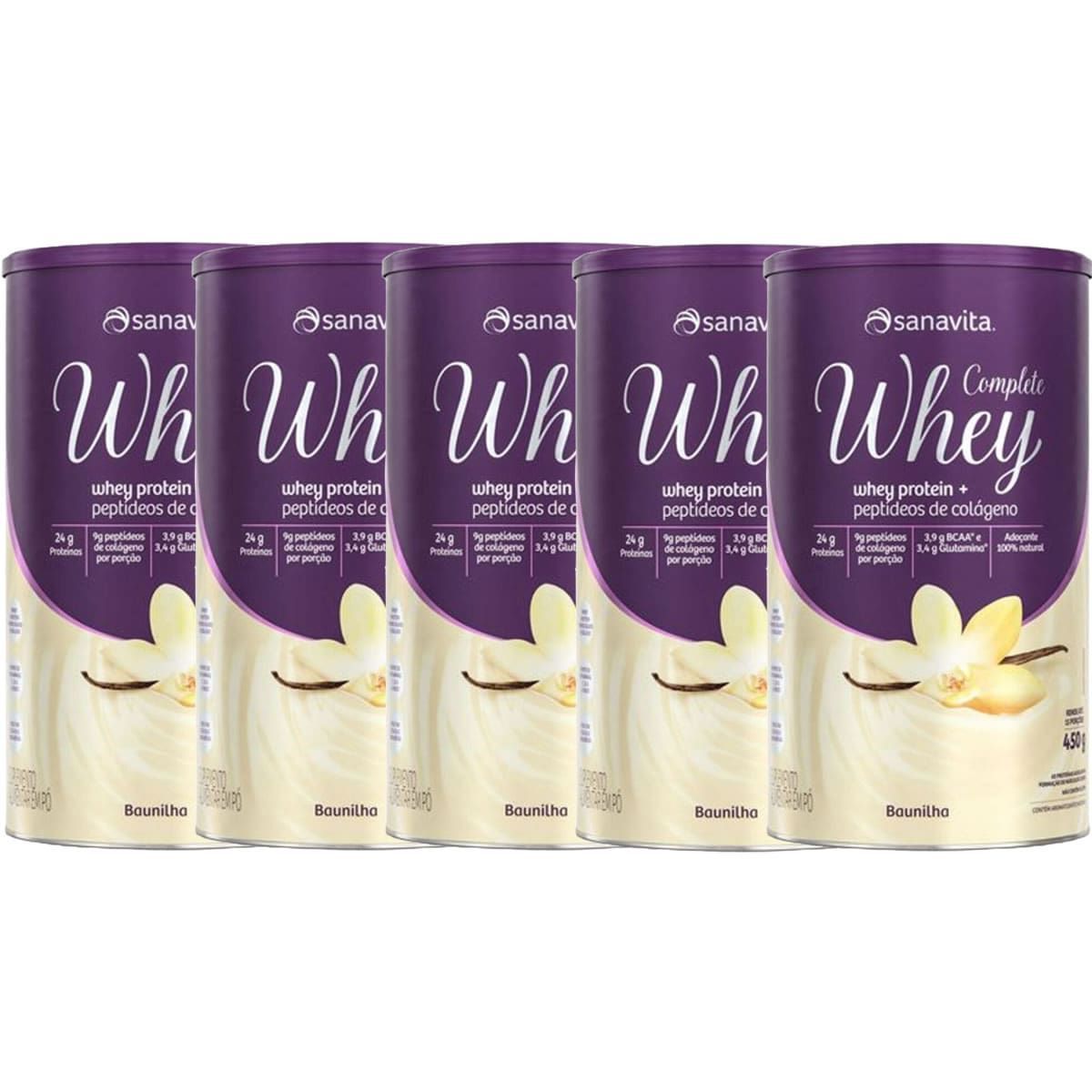 Kit 5X Whey Complete - 450g Baunilha - Sanavita