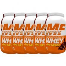 Kit 5X Whey Concentrado Zero Lactose - 900g Chocolate - MuscleFull