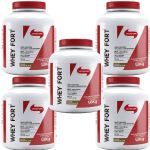 Kit 5X Whey Fort - 1800g Chocolate - Vitafor