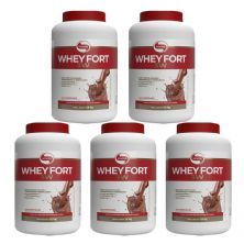 Kit 5X Whey Fort 3W - 1800g Chocolate - Vitafor