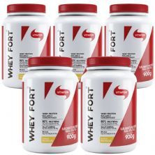 Kit 5X Whey Fort - 900g Baunilha - Vitafor