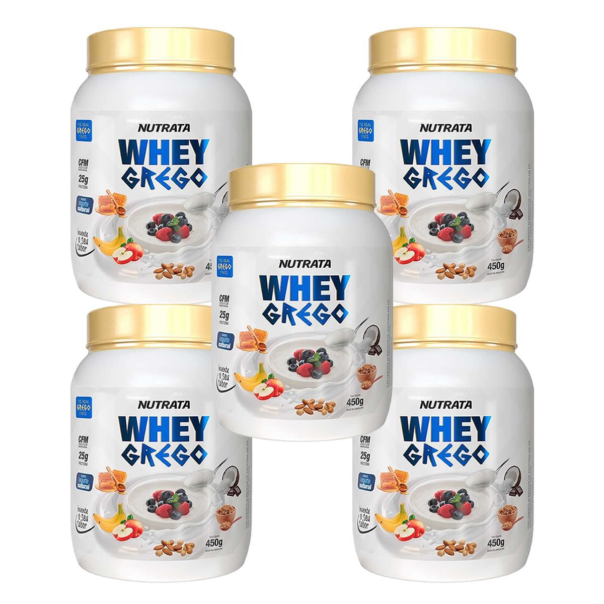Kit 5X Whey Grego - 450g Iogurte Natural - Nutrata