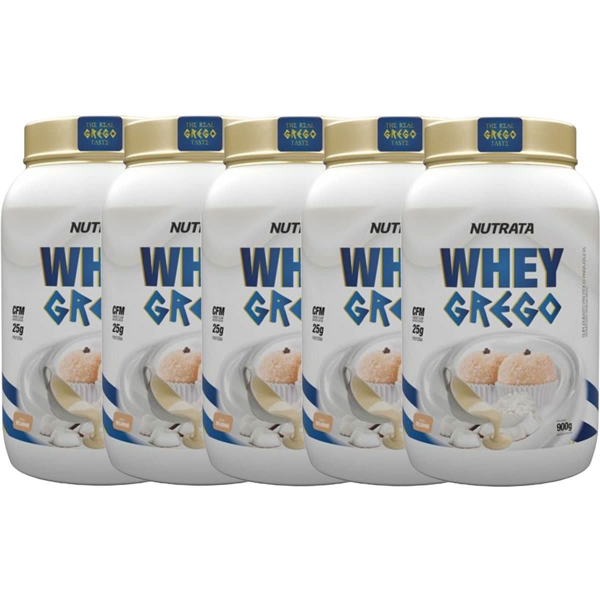 Kit 5X Whey Grego - 900g Beijinho - Nutrata