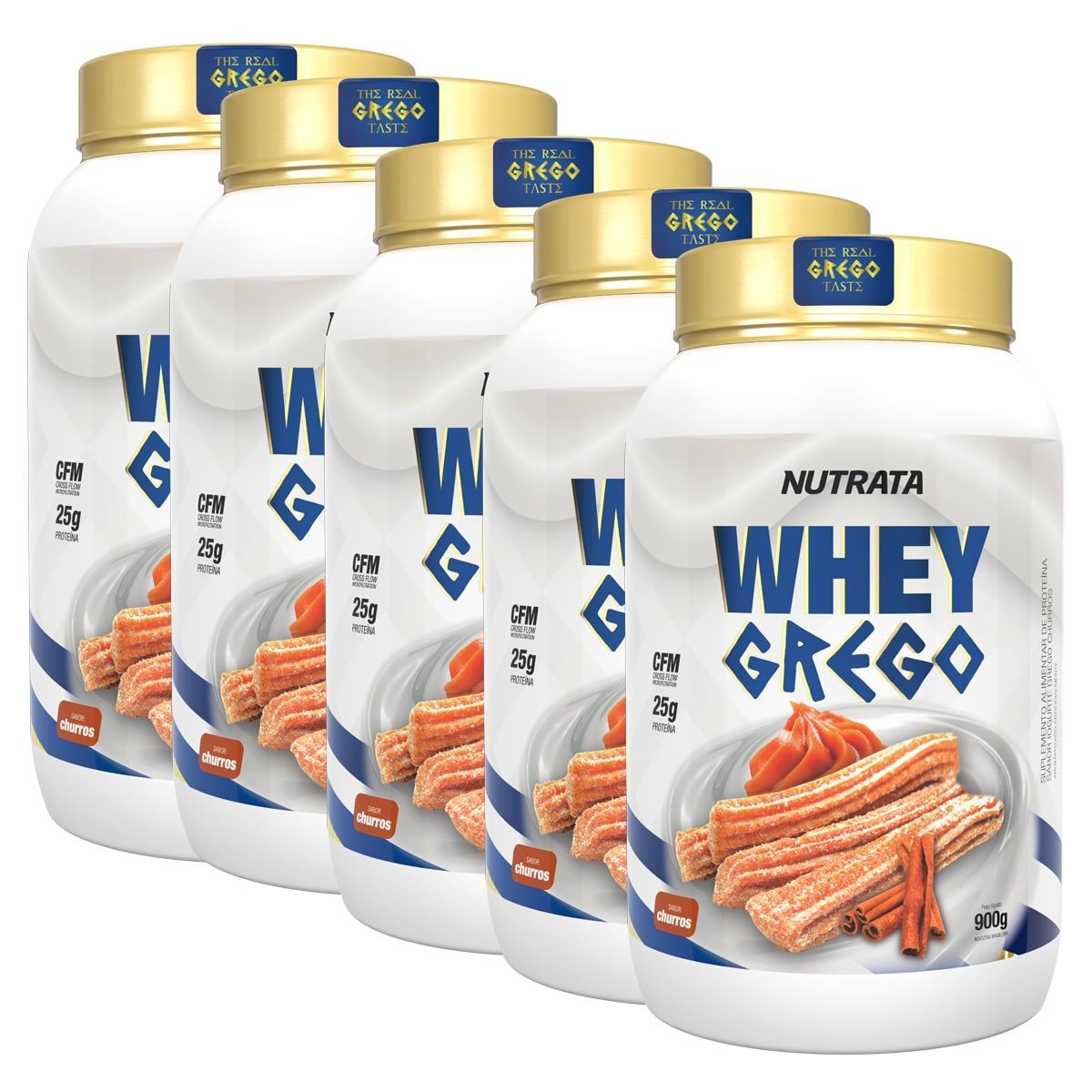 Kit 5X Whey Grego - 900g Churros - Nutrata