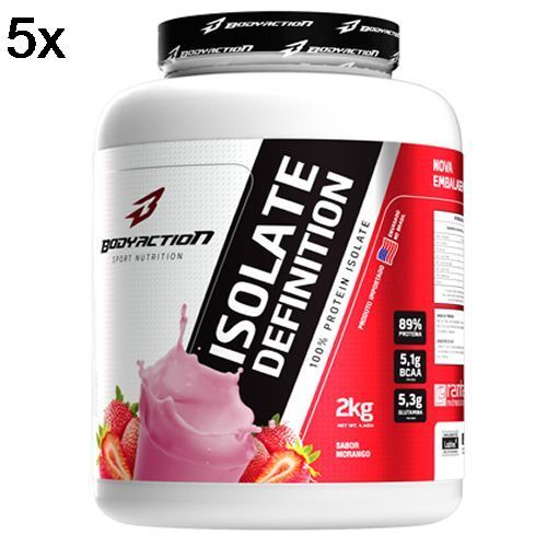 Kit 5X Whey Isolate Definition - 2000g Morango - BodyAction