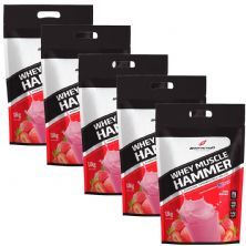 Kit 5X Whey Muscle Hammer - 1800g Morango - BodyAction