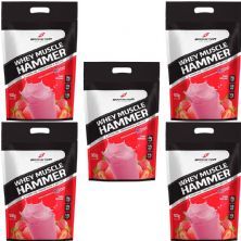 Kit 5X Whey Muscle Hammer - 900g Refil Morango - BodyAction