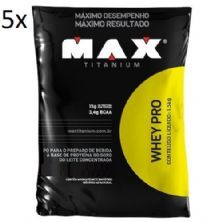 Kit 5X Whey Pro - 1500g Refil Baunilha - Max Titanium