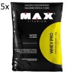 Kit 5X Whey Pro - 1500g Refil Baunilha - Max Titanium