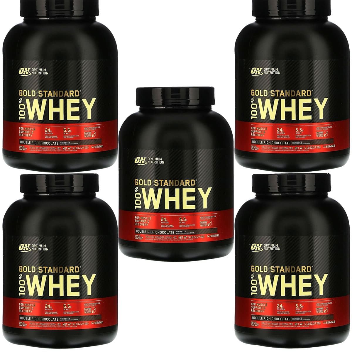 Kit 5X Whey Protein 100% Gold Standard - 2270g Chocolate - Optimum Nutrition