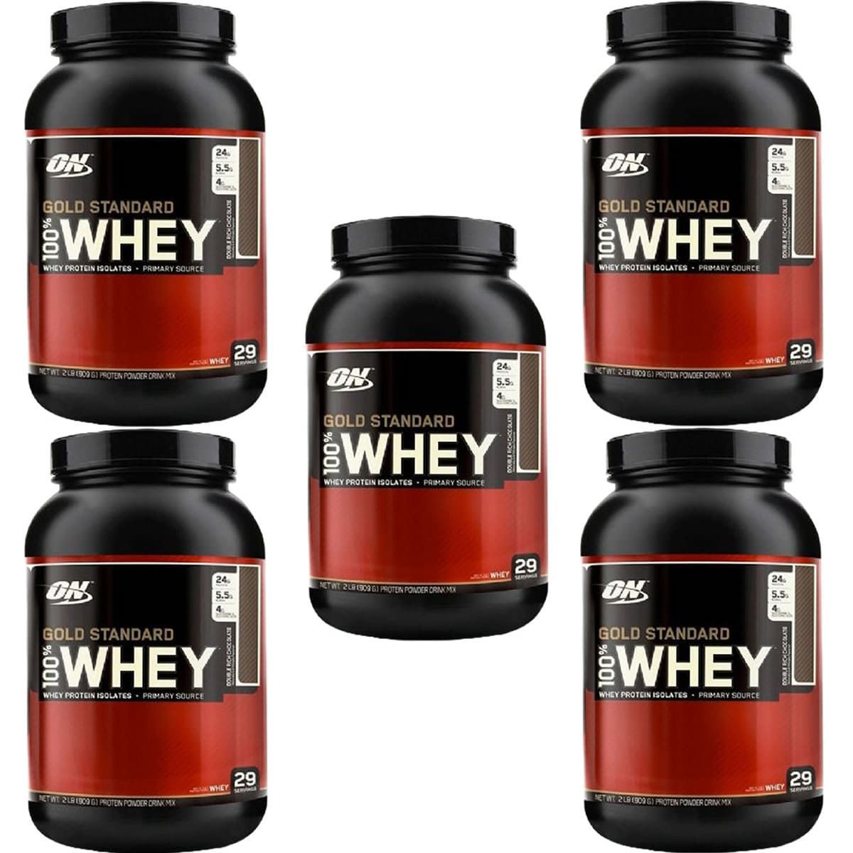 Kit 5X Whey Protein 100% Gold Standard - 907g Morango - Optimum Nutrition