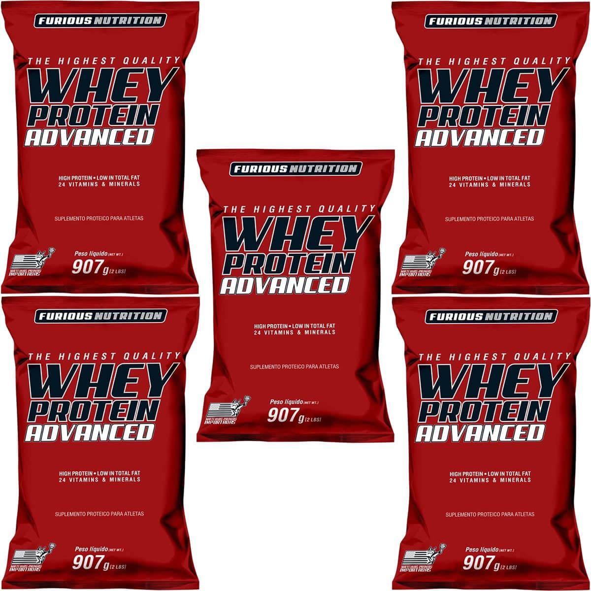 Kit 5X Whey Protein Advanced - 907g Refil Chocolate - Furious Nutrition