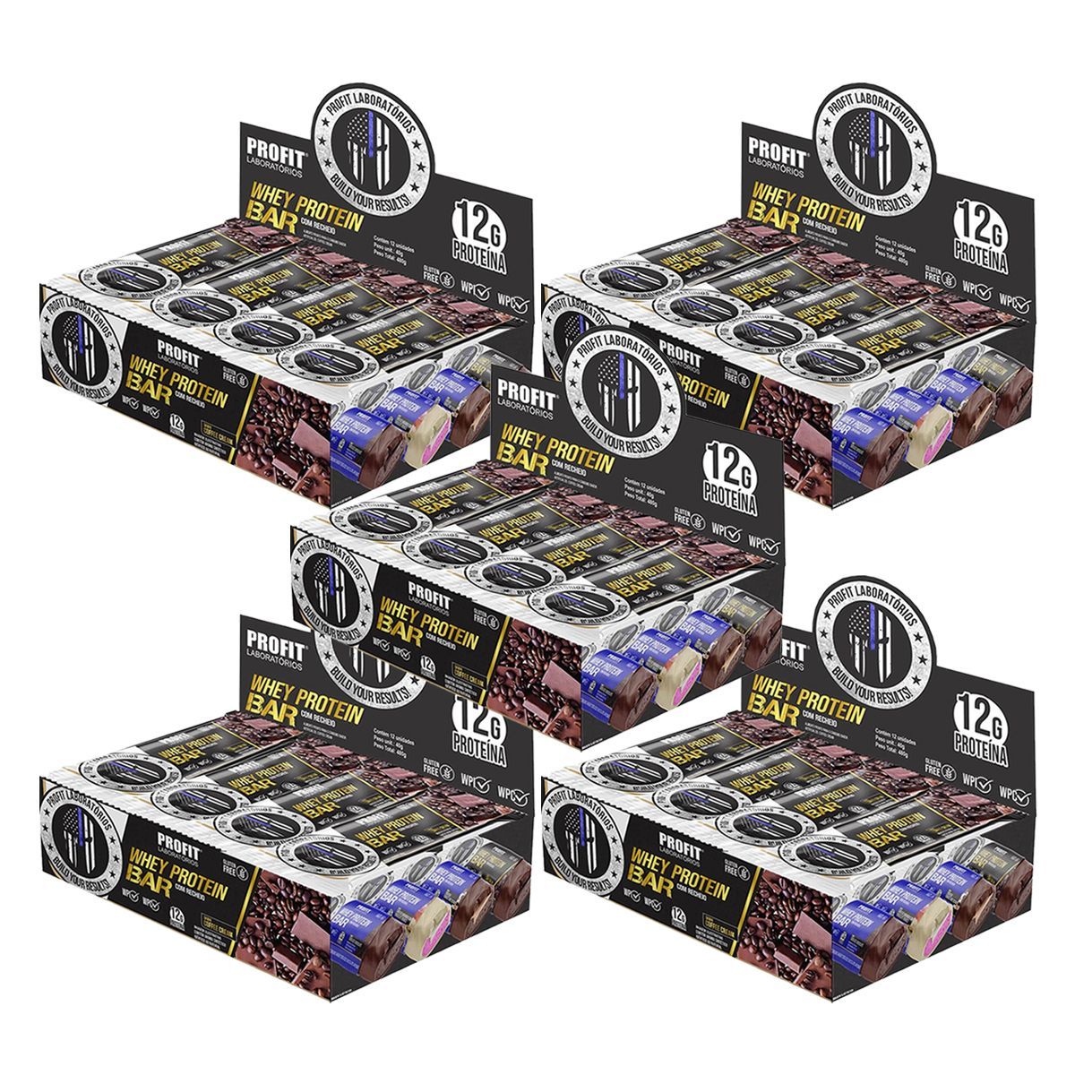 Kit 5X Whey Protein Bar - 12 Unidades 40g Coffee Cream - ProFit