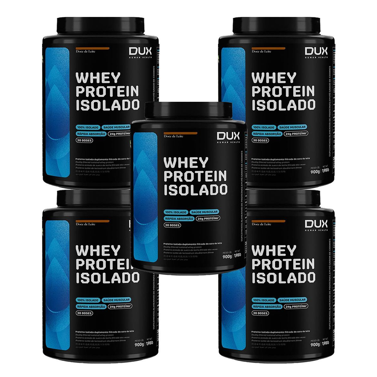 Kit 5X Whey Protein Isolado - 900g Doce de Leite - Dux Nutrition