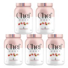 Kit 5X Whey Protein Sem Lactose - 907g Morango com Chantily - Chef Whey