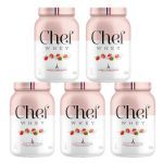 Kit 5X Whey Protein Sem Lactose - 907g Morango com Chantily - Chef Whey