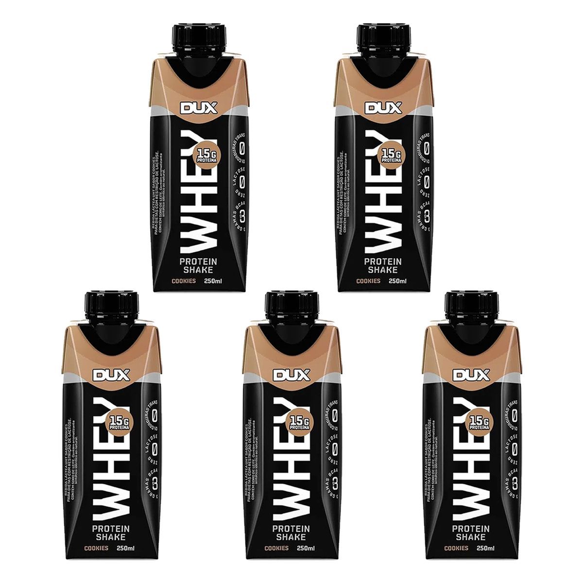 Kit 5X Whey Protein Shake - 250ml Cookies - Dux Nutrition