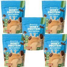 Kit 5X Whey Protein Zero Lactose All Natural - 900g Refil Cappuccino - NewNutrition