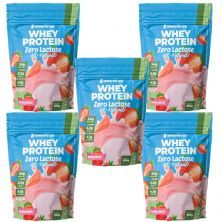 Kit 5X Whey Protein Zero Lactose All Natural - 900g Refil Morango - NewNutrition