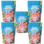 Kit 5X Whey Protein Zero Lactose All Natural - 900g Refil Morango - NewNutrition