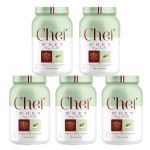 Kit 5X Whey Protiein Paris 6 Sem Lactose - 800g Chocolate Branco com Pistache - Chef Whey