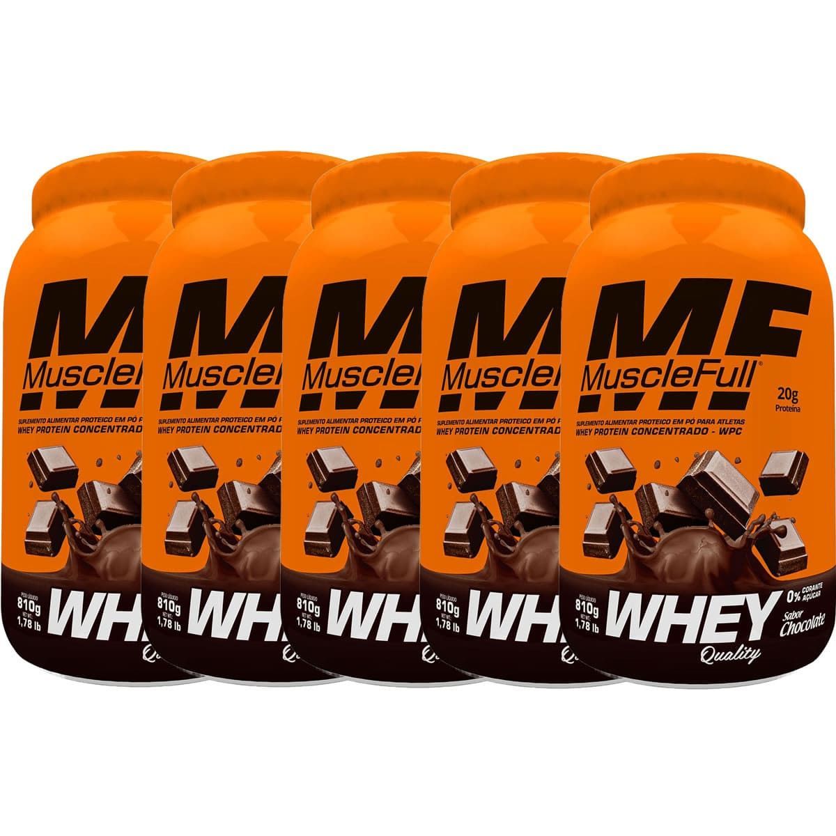Kit 5X Whey Quality - 810g Chocolate - MuscleFull