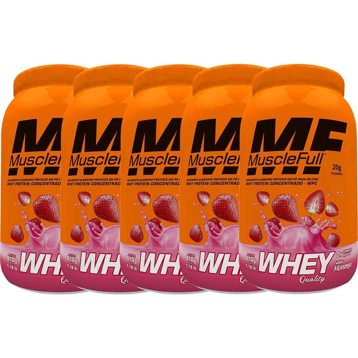 Kit 5X Whey Quality - 810g Morango - MuscleFull